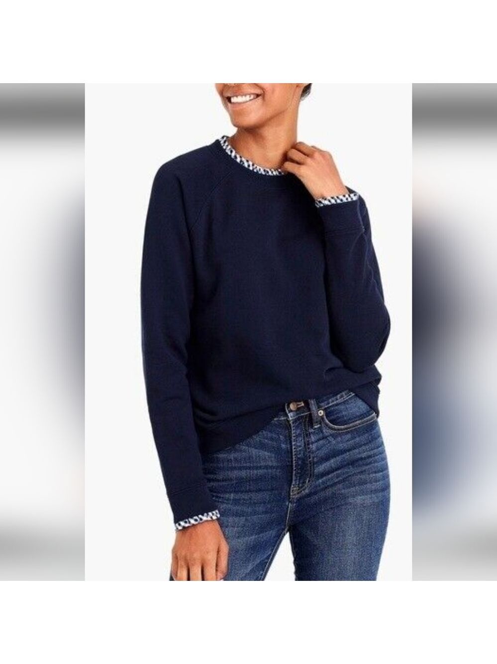 J. Crew Mercantile Ruffleneck Sweatshirt Blue XS